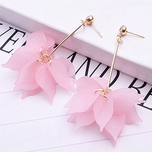 Jewelry - 5 for $25 Pink Flower Statement Earrings